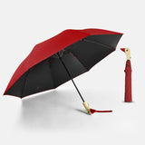 Maxbell 2xTwo Fold Automatic Duck Umbrella Gift Strong for Backpacking Walking Outdoor Red