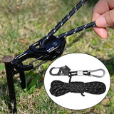 4mm Tent Guy Rope Portable Tent Guide Rope for Gardening Camping Backpacking Black