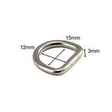 Maxbell 3x5Pcs D Rings Extra Thick for Hardware Bags Ring Straps Ties Tote Accessories 0.3cmx1.5cmx1.2cm Silver
