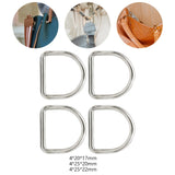 Maxbell 4x4Pcs Metal D Rings Handmade DIY D Buckles for Handbags Purse Making Backpack 4mmx20mmx17mm