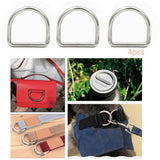 Maxbell 2x4Pcs Metal D Rings Handmade DIY D Buckles for Handbags Purse Making Backpack 4mmx20mmx17mm