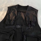 Maxbell 2xUtility Vest Front Buckle Cargo Vest for Men Women Adults Outdoor Activities XL Black