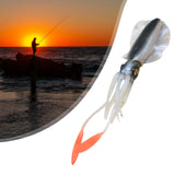 Maxbell Maxbell Squid Lure Long 15cm Trolling Lure Soft Lure for Salmon Saltwater Bass White Black