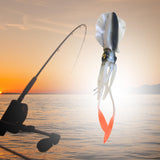 Maxbell Maxbell Squid Lure Long 15cm Trolling Lure Soft Lure for Salmon Saltwater Bass White Black