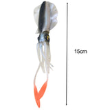 Maxbell Maxbell Squid Lure Long 15cm Trolling Lure Soft Lure for Salmon Saltwater Bass White Black