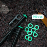 Maxbell 100 Pieces Tent Stake Rings Tent Nail Rings for Mountaineering Night Fishing
