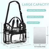 Maxbell Maxbell Tote Bag PVC Handheld Crossbody Bag Travel Bag Clear for Games Picnic Work Black