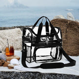 Maxbell Maxbell Tote Bag PVC Handheld Crossbody Bag Travel Bag Clear for Games Picnic Work Black