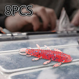 Maxbell Maxbell 8Pcs Soft Fishing Lures Professional Lifelike Worm Grub Jig Artificial Lures Pink