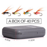Maxbell Maxbell 40Pcs Fly Fishing Flies Outdoor Portable with Hook for Snapper Trout Walleye Black
