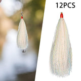 Maxbell Maxbell 12Pcs Fishing Bucktail Teasers for Seabass Lightweight Catfish Fishing Lures White