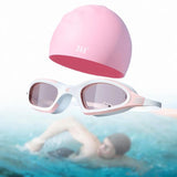 Maxbell Swim Goggles Portable Swimming Goggles for Water Sports Swimming Pool Diving Pink With Cap