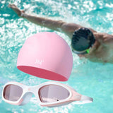 Maxbell Swim Goggles Portable Swimming Goggles for Water Sports Swimming Pool Diving Pink With Cap