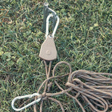 Maxbell Ratchet Pulley Rope Hanger Canopy Pulley Regulator Professional Cord Lanyard 4m Khaki