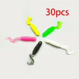 Maxbell Maxbell 30 Pieces Wave Fishing Lures Gifts Soft for Walleye Mandarin Fishing Outdoor