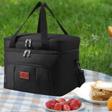Maxbell Insulated Cooler Bag Thermal Leakproof Delivery Bag for Travel Outdoor Beach Black