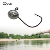Maxbell 20x Elliptical Shape Fishing Hooks Fishing Equipment Metal Baits Attachments 3g