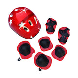 Maxbell 7 Pieces/Set Bike Helmet Cap Roller Skating Helmet for Cycling Rollerblading Red