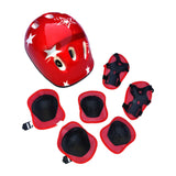 Maxbell 7 Pieces/Set Bike Helmet Cap Roller Skating Helmet for Cycling Rollerblading Red