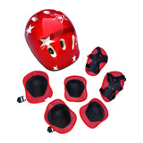 Maxbell 7 Pieces/Set Bike Helmet Cap Roller Skating Helmet for Cycling Rollerblading Red