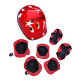 Maxbell 7 Pieces/Set Bike Helmet Cap Roller Skating Helmet for Cycling Rollerblading Red