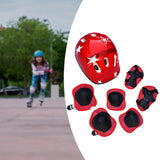 Maxbell 7 Pieces/Set Bike Helmet Cap Roller Skating Helmet for Cycling Rollerblading Red