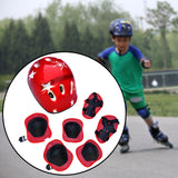 Maxbell 7 Pieces/Set Bike Helmet Cap Roller Skating Helmet for Cycling Rollerblading Red