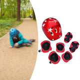 Maxbell 7 Pieces/Set Bike Helmet Cap Roller Skating Helmet for Cycling Rollerblading Red