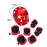 Maxbell 7 Pieces/Set Bike Helmet Cap Roller Skating Helmet for Cycling Rollerblading Red