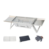 Maxbell Maxbell Stainless Steel Barbecue Grill Tabletop Party BBQ Grill for BBQ Outside Home 65cmx21.5cmx17cm