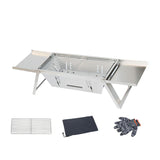 Maxbell Maxbell Stainless Steel Barbecue Grill Tabletop Party BBQ Grill for BBQ Outside Home 65cmx21.5cmx17cm