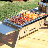 Maxbell Maxbell Stainless Steel Barbecue Grill Tabletop Party BBQ Grill for BBQ Outside Home 65cmx21.5cmx17cm