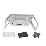 Maxbell Stainless Steel Barbecue Grill Tabletop Party BBQ Grill for BBQ Outside Home 42cmx21.5cmx17cm