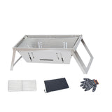 Maxbell Stainless Steel Barbecue Grill Tabletop Party BBQ Grill for BBQ Outside Home 42cmx21.5cmx17cm