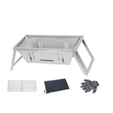 Maxbell Stainless Steel Barbecue Grill Tabletop Party BBQ Grill for BBQ Outside Home 42cmx21.5cmx17cm
