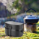 Maxbell Outdoor Lunch Box Traveling Aluminum Outdoor Cookware Camping Food Container Black