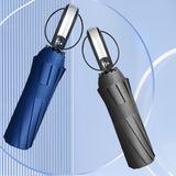 Maxbell Automatic Folding Umbrella Three Folding Umbrella for Camping Travel Outdoor Black