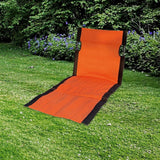 Maxbell Floor Chair with Back Support Portable Camping Chair for Lawn Fishing Hiking 38cmx110cmx40cm Orange