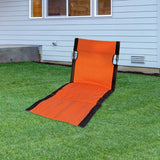 Maxbell Floor Chair with Back Support Portable Camping Chair for Lawn Fishing Hiking 38cmx110cmx40cm Orange