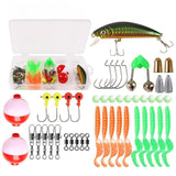 Maxbell 47Pcs/Set Fishing Lures Lifelike Accessories for Bass Trout Salmon Saltwater