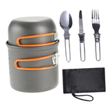 Maxbell Camping Cookware Mess Kit with Cutlery Lightweight for Hiking Folding Handle Orange Handle