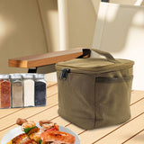 Maxbell Portable Spice Bag Equipment Empty Picnic 5 Grid Kitchen Tableware Carry Bag Khaki
