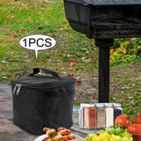 Maxbell Portable Spice Bag Equipment Empty Picnic 5 Grid Kitchen Tableware Carry Bag Black