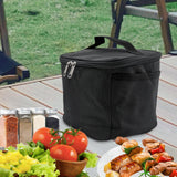 Maxbell Portable Spice Bag Equipment Empty Picnic 5 Grid Kitchen Tableware Carry Bag Black
