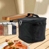 Maxbell Portable Spice Bag Equipment Empty Picnic 5 Grid Kitchen Tableware Carry Bag Black