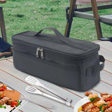 Maxbell Grill Carrying Bag Zippers Cookware Storage Bag for Hiking Outdoor Traveling black