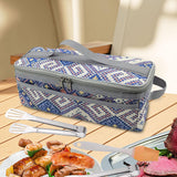 Maxbell Grill Carrying Bag Zippers Cookware Storage Bag for Hiking Outdoor Traveling blue