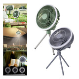 Maxbell Maxbell Outdoor Camping Fan with LED Light Quiet Desk Table Fan for Hiking BBQ Porch Green