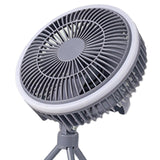 Maxbell Outdoor Camping Fan with LED Light Quiet Desk Table Fan for Hiking BBQ Porch Gray