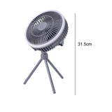 Maxbell Outdoor Camping Fan with LED Light Quiet Desk Table Fan for Hiking BBQ Porch Gray